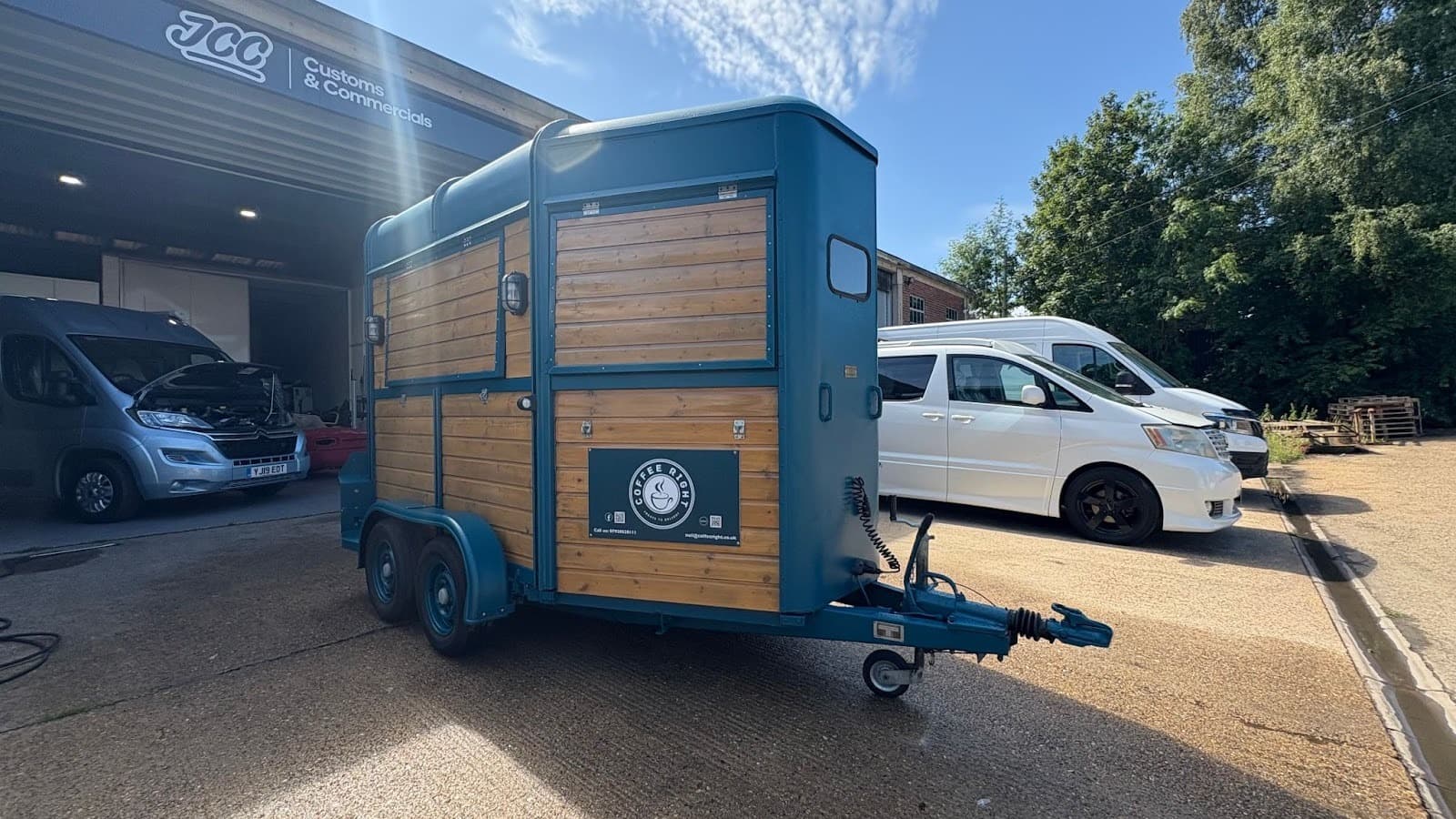 Horse box being transformed into a professional food truck