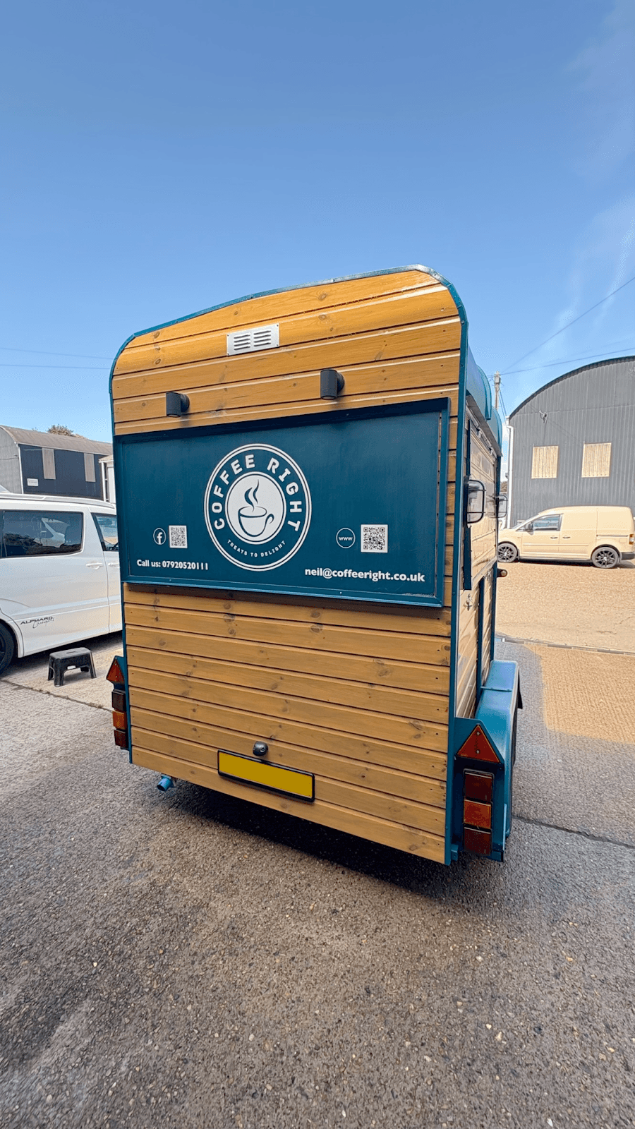 Custom serving hatch on a green food truck